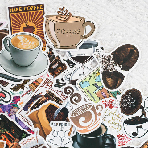 50 PCS Coffee Waterproof Vinyl Stickers Encouragement Decals