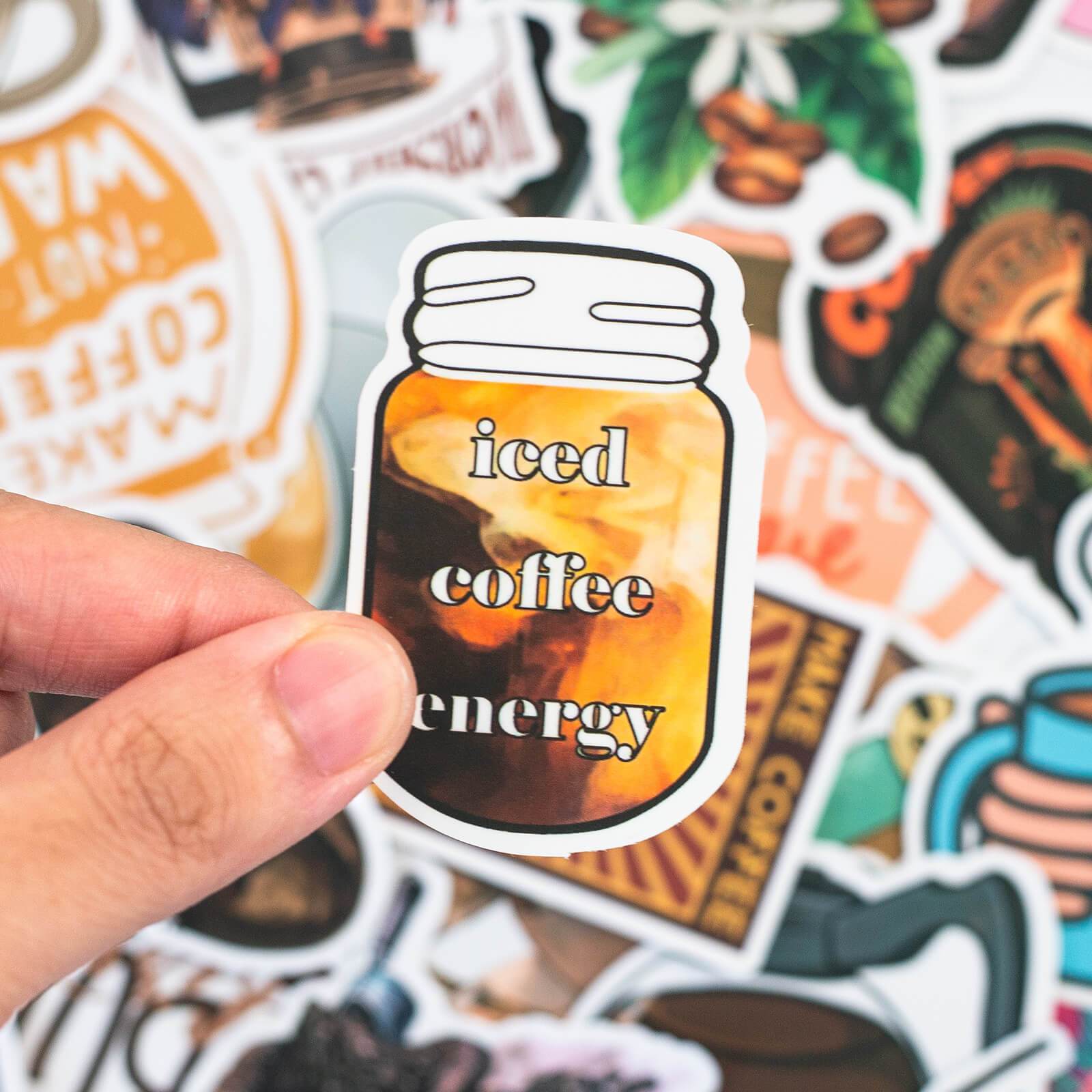 50 PCS Coffee Waterproof Vinyl Stickers Encouragement Decals