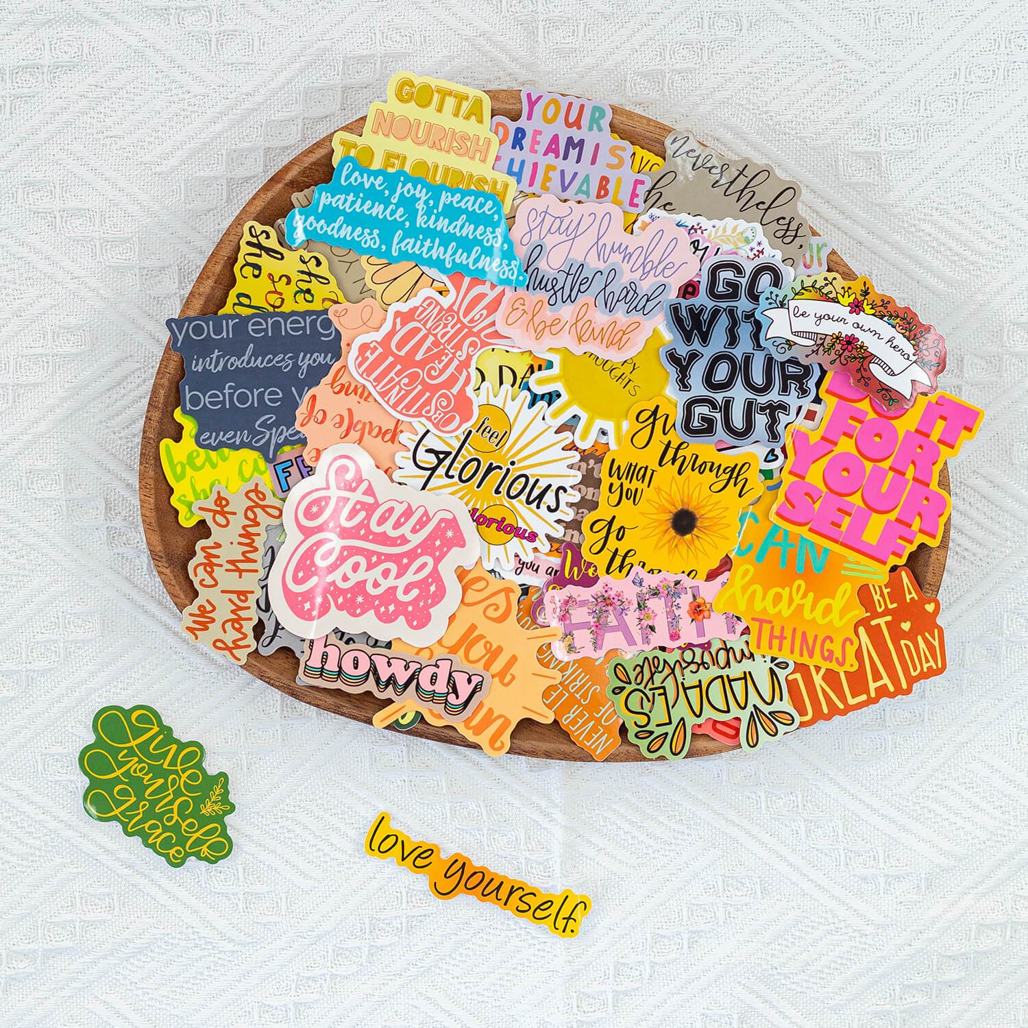 50 PCS Colorful Flower Inspirational Stickers