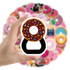 50 Pcs Cute Donuts Stickers Vinyl Waterproof Stickers for Girl Kid