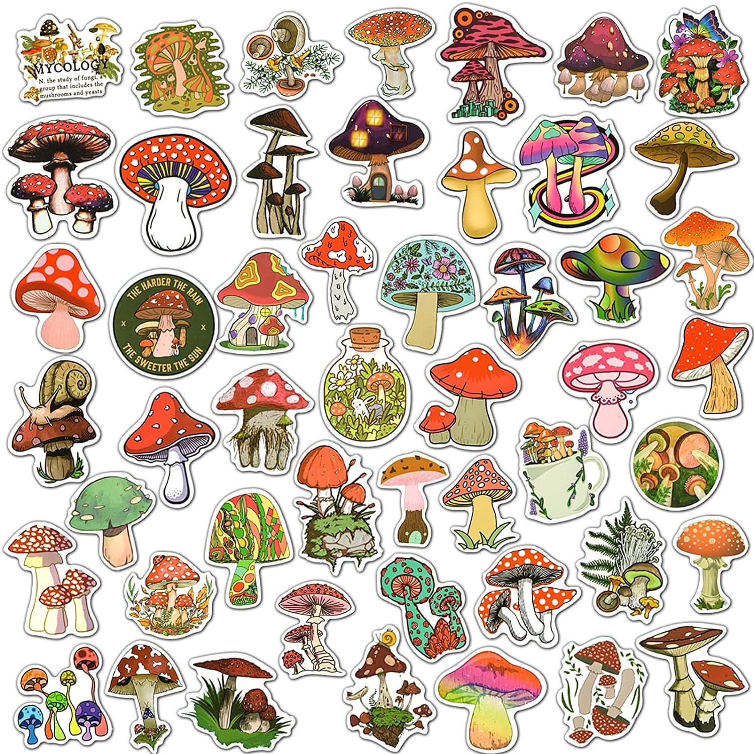 50 PCS Mushroom Stickers