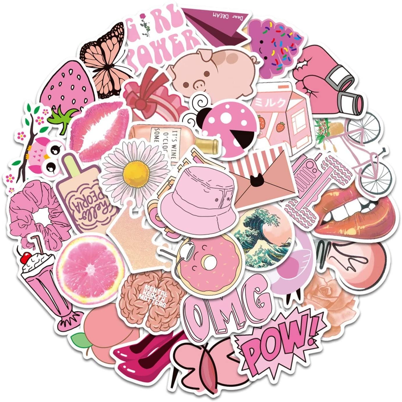 50 PCS Pink VSCO Stickers for Hydroflask