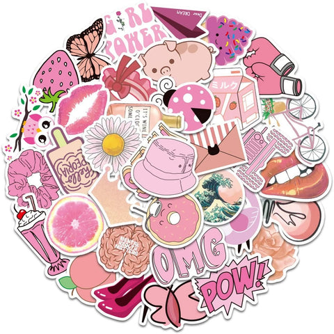 50 PCS Pink VSCO Stickers for Hydroflask
