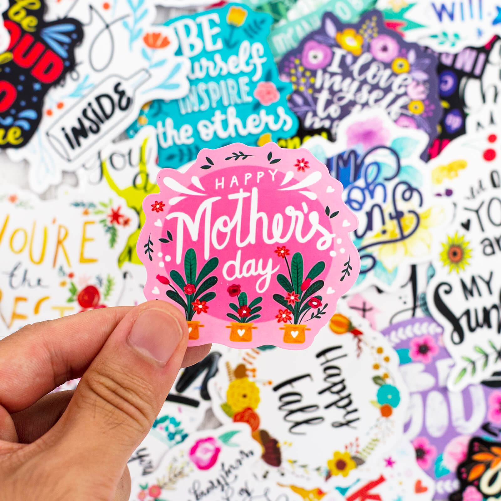 50 PCS Waterproof Positive Stickers