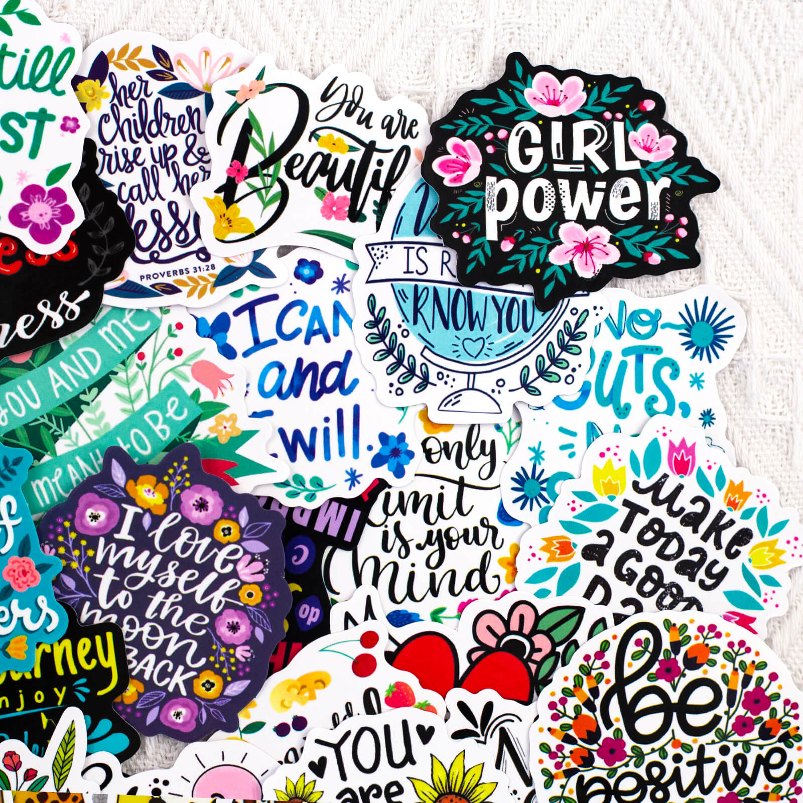 50 PCS Waterproof Positive Stickers