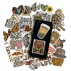 50 PCs Leopard-Print Sexy Elegant Vinyl Stickers for Waterbottle