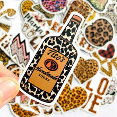 50 PCs Leopard-Print Sexy Elegant Vinyl Stickers for Waterbottle