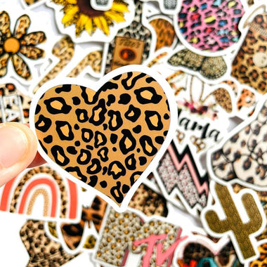 50 PCs Leopard-Print Sexy Elegant Vinyl Stickers for Waterbottle