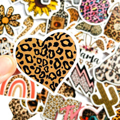 50 PCs Leopard-Print Sexy Elegant Vinyl Stickers for Waterbottle