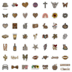 50 PCs Leopard-Print Sexy Elegant Waterproof Vinyl Stickers for Laptop Waterbottle