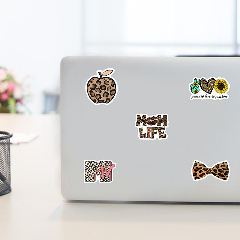 50 PCs Leopard-Print Sexy Elegant Waterproof Vinyl Stickers for Laptop Waterbottle
