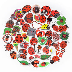 50 Pcs Adorable Ladybug Cartoon Stickers Cute Sticker for Kids Teens Adults