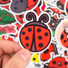 50 Pcs Adorable Ladybug Cartoon Stickers Cute Sticker for Kids Teens Adults
