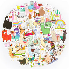 50 Pcs Alpaca Graffiti Stickers Animal Waterproof Decals for Bike Luggage Laptop