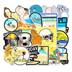 50 Pcs Beach and Ocean Animal Stickers Vinyl Decals for Cup Mug Laptop