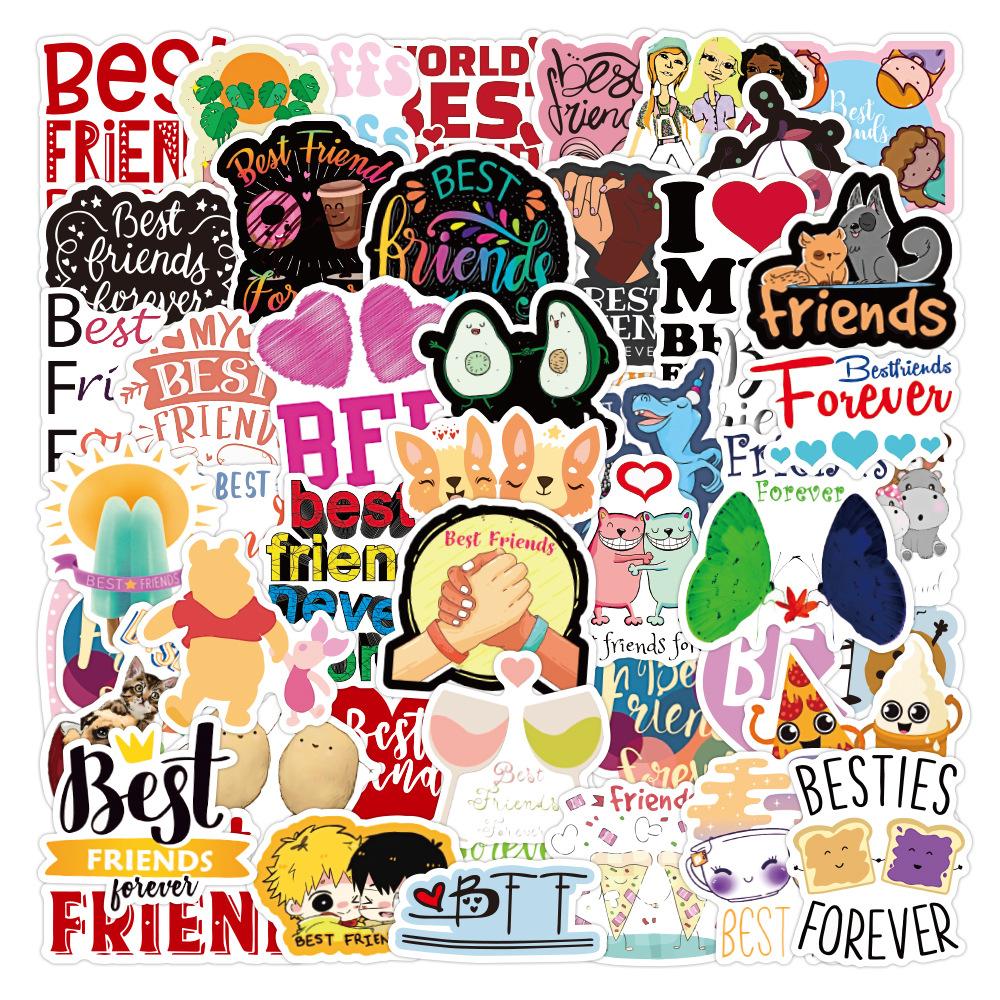 50 Pcs Best Friends Forever Waterproof Stickers Vinyl Decals for Bike Water Bottle