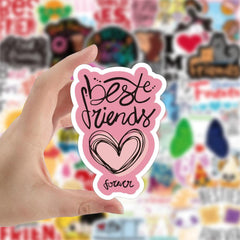 50 Pcs Best Friends Forever Waterproof Stickers Vinyl Decals for Bike Water Bottle