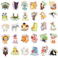 50 Pcs Cartoon Animal Language Stickers Personalized Decals for Laptop Luggage