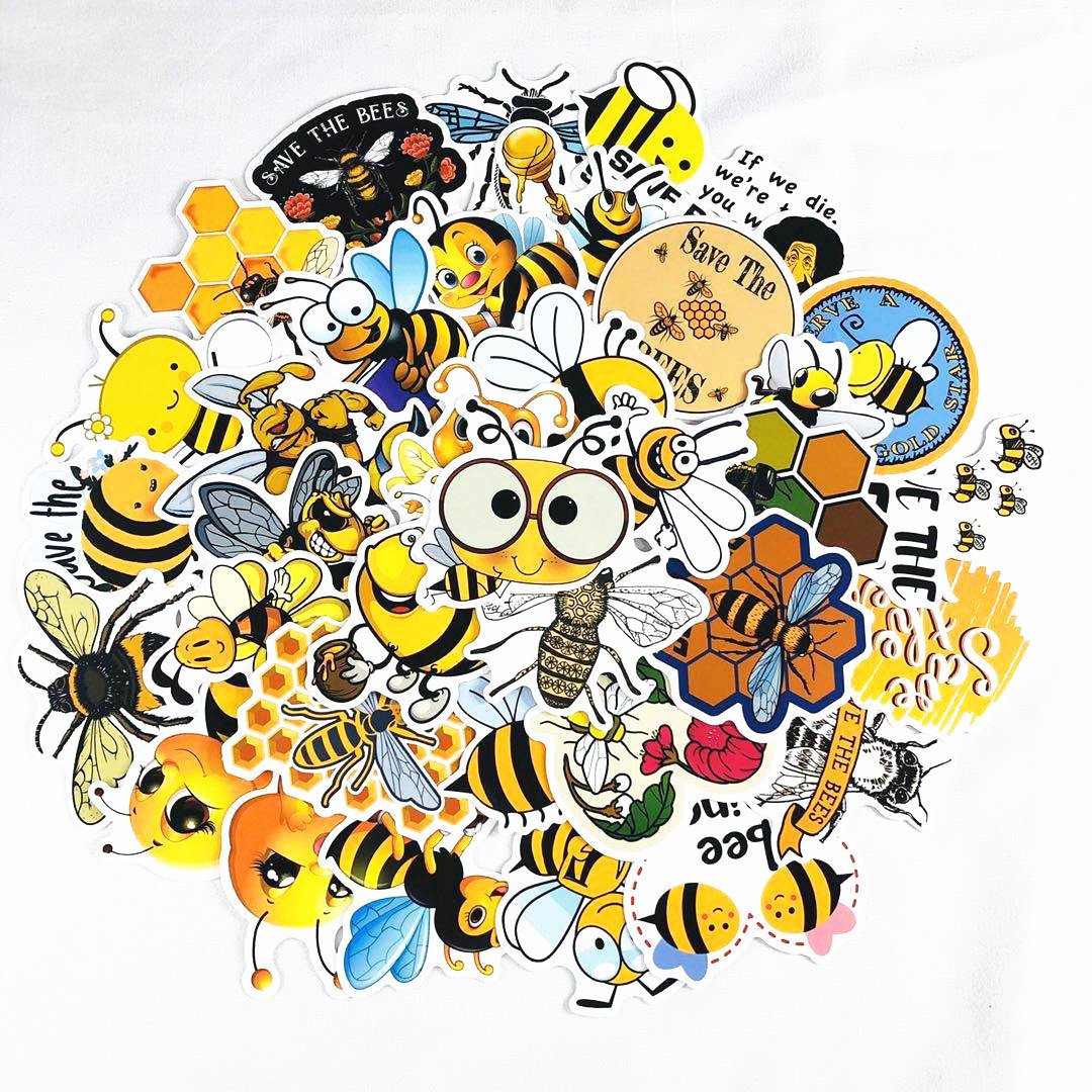 50 Pcs Cartoon Bees to Save the Magical Environmental Protection Science Stickers