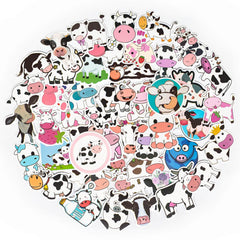 50 Pcs Cartoon Cow Stickers Cute Animal Decals for Computer Skateboard Cup
