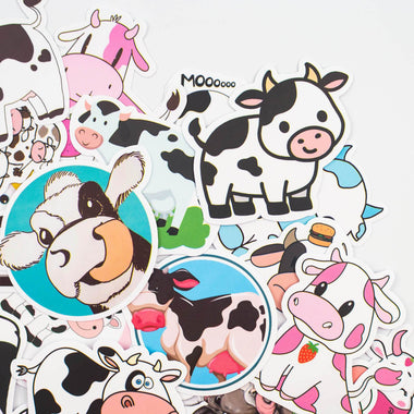 50 Pcs Cartoon Cow Stickers Cute Animal Decals for Computer Skateboard Cup