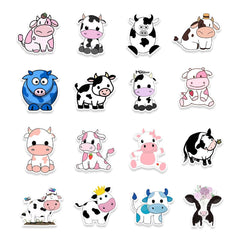 50 Pcs Cartoon Cow Stickers Cute Animal Decals for Computer Skateboard Cup
