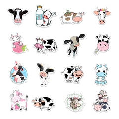 50 Pcs Cartoon Cow Stickers Cute Animal Decals for Computer Skateboard Cup