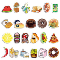 50 Pcs Cartoon Food Colorful VSCO Stickers for Laptop Skateboard Notebook