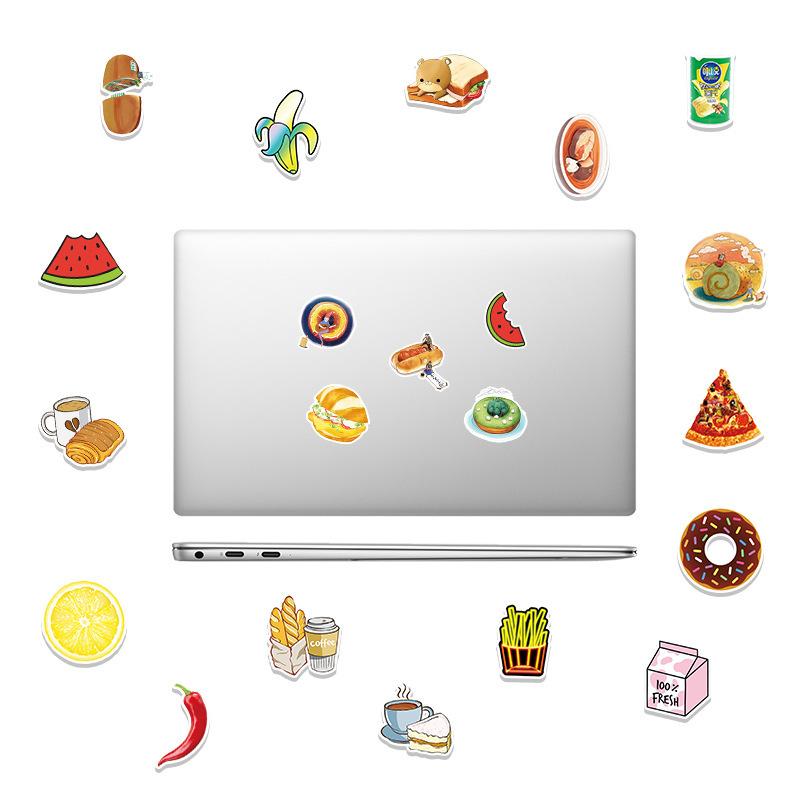 50 Pcs Cartoon Food Colorful VSCO Stickers for Laptop Skateboard Notebook