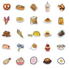 50Pcs Cartoon Food Graffiti Popular Stickers for Laptop Skateboard Notebook