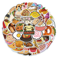 50Pcs Cartoon Food Graffiti Popular Stickers for Laptop Skateboard Notebook