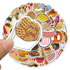 50Pcs Cartoon Food Graffiti Popular Stickers for Laptop Skateboard Notebook