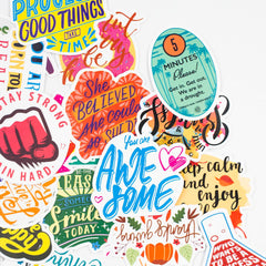 50 Pcs Cartoon Motivational Quote Stickers Cute Vinyl Encouragement Decals