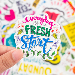 50 Pcs Cartoon Motivational Quote Stickers Cute Vinyl Encouragement Decals
