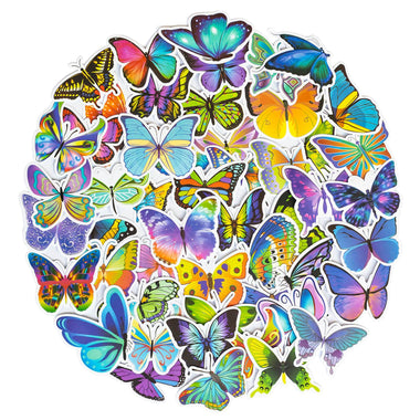 50 Pcs Colorful Butterfly Water Vinyl Stickers for Kids Teens Adults(Buy 1 get 1 Free)