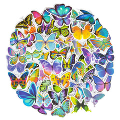 50 Pcs Colorful Butterfly Water Vinyl Stickers for Kids Teens Adults(Buy 1 get 1 Free)