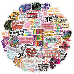 50 Pcs Colorful Motivational Graffiti Stickers Inspirational Laptop Luggage Helmet Decals
