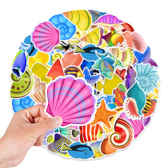 50 Pcs Colorful Sea Shell Stickers Cute Aesthetic Creative Decals for Cups