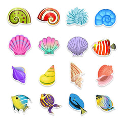 50 Pcs Colorful Sea Shell Stickers Cute Aesthetic Creative Decals for Cups