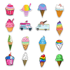 50 Pcs Colorful Summer Ice Cream Waterproof Cartoon Laptop Skateboard Stickers
