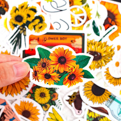 50 Pcs Colorful Sunflower Stickers Waterproof Trolley Case Helmet Matte Film Stickers