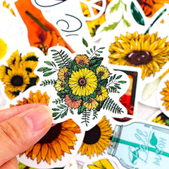 50 Pcs Colorful Sunflower Stickers Waterproof Trolley Case Helmet Matte Film Stickers