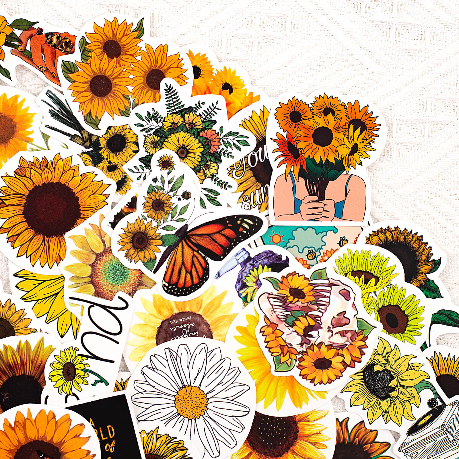 50 Pcs Colorful Sunflower Stickers Waterproof Trolley Case Helmet Matte Film Stickers