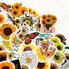 50 Pcs Colorful Sunflower Stickers Waterproof Trolley Case Helmet Matte Film Stickers