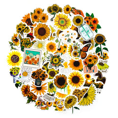 50 Pcs Colorful Sunflower Stickers Waterproof Trolley Case Helmet Matte Film Stickers