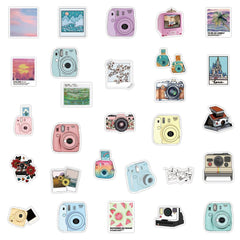 50 Pcs Cute Aesthetic Girls Cartoons Camera Stickers for Water Bottles Laptop Phone