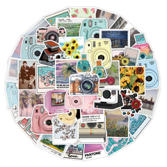 50 Pcs Cute Aesthetic Girls Cartoons Camera Stickers for Water Bottles Laptop Phone