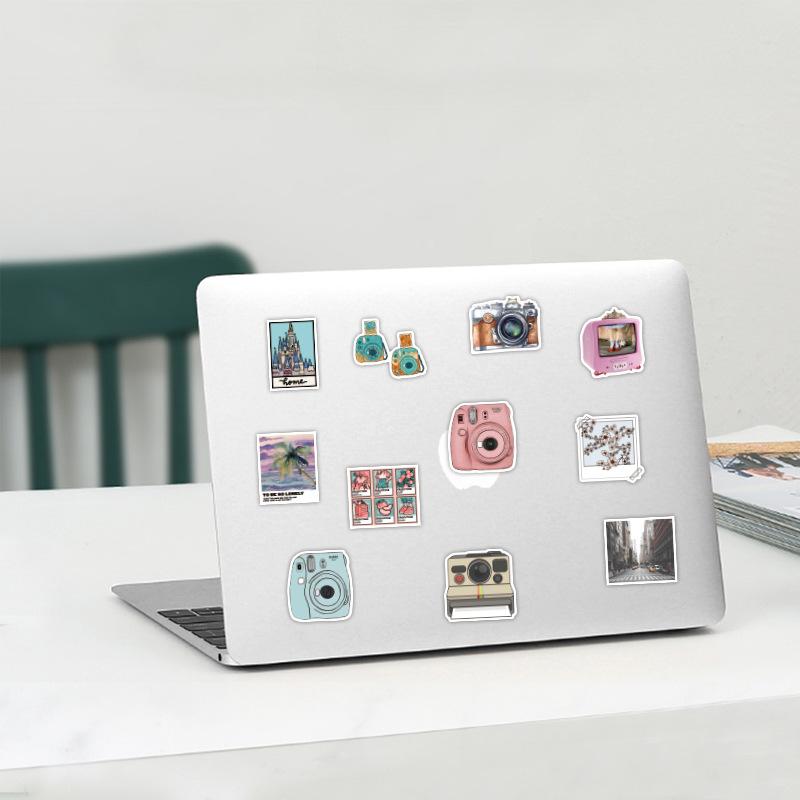 50 Pcs Cute Aesthetic Girls Cartoons Camera Stickers for Water Bottles Laptop Phone