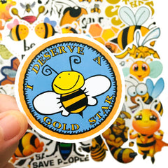 50 Pcs Cute Bee Self-adhesive Waterproof Luggage Cartoon Car Handle Helmet stickers