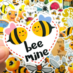 50 Pcs Cute Bee Self-adhesive Waterproof Luggage Cartoon Car Handle Helmet stickers